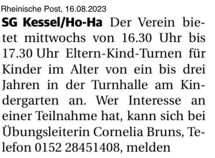 Eltern-Kind-Turnen (Rheinische Post)